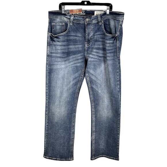 T.K Axel NWT Mens 38X32 Slim Boot Stretch Denim Jeans 5 Back Flap Pockets Rugged - Picture 2 of 10